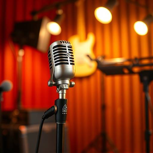 Neumann U87 Ai large-diaphragm condenser microphone on a stand